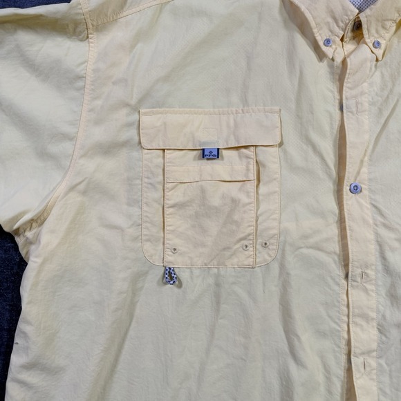 Columbia PFG Fishing Shirt Men's 4XT Yellow Short Sleeve Button Up Omni Shade - Picture 7 of 14